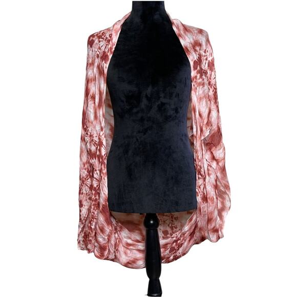 NWT NORDSTROM RACK Lightweight Orange Red Tie Dye Open Front Cardigan Wrap - Picture 1 of 6